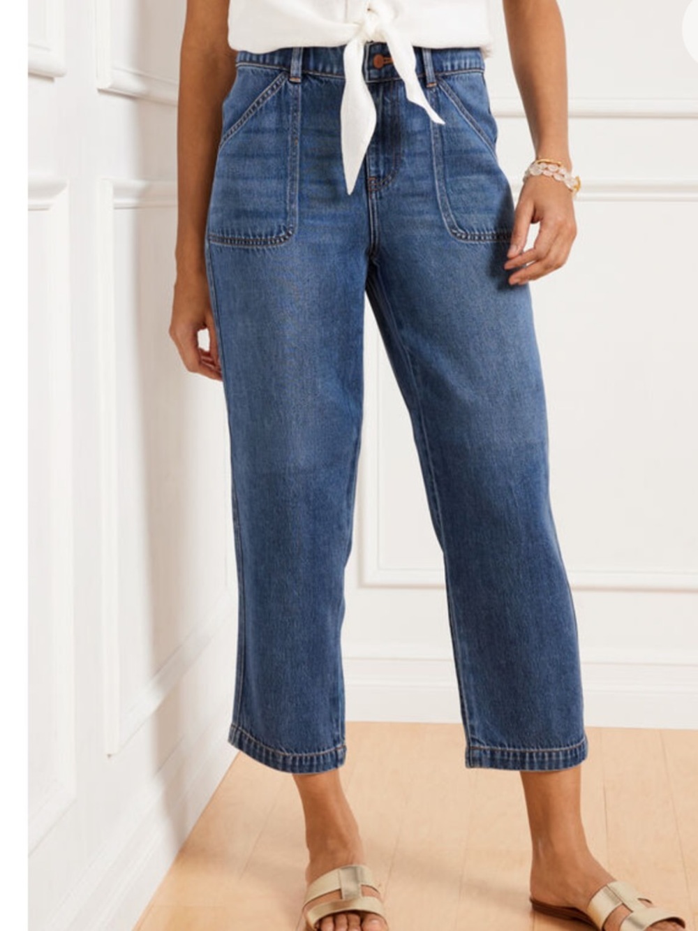 TALBOTS SUMMERWEIGHT STRAIGHT ANKLE JEANS - FRANKLIN WASH Size 4P